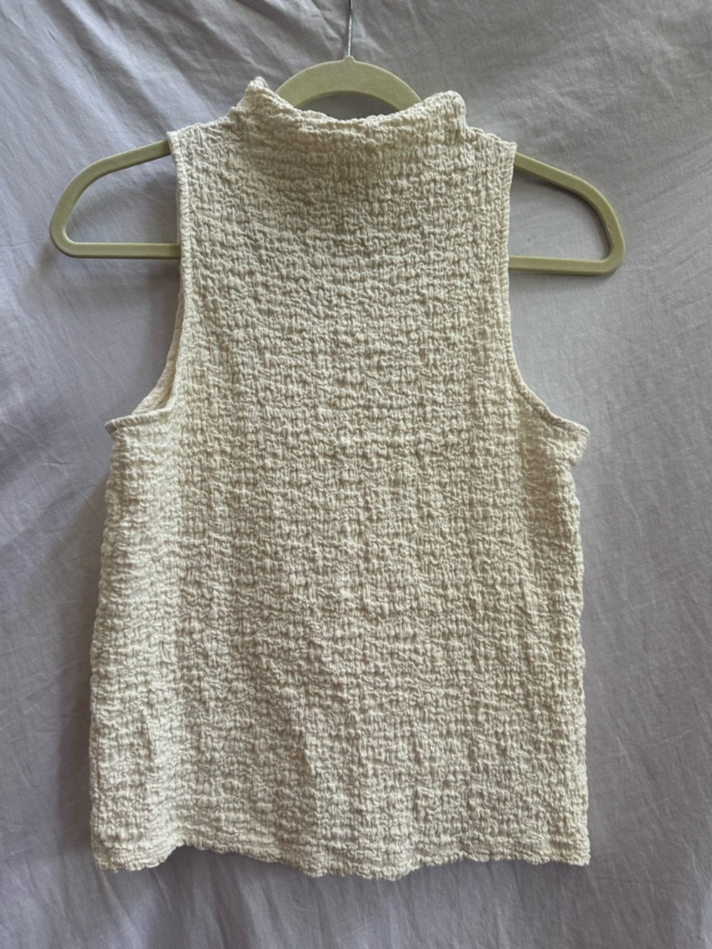 LOFT Cream Textured Mock Neck Tank